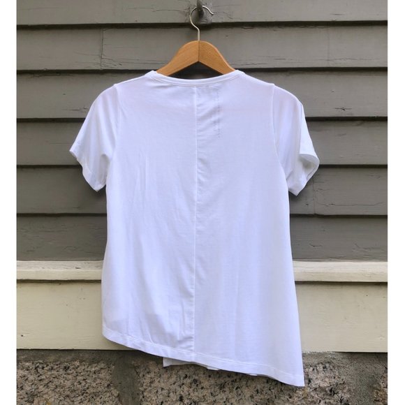 New NWOT Lurdes Bergada Asymmetric Hem Short Sleeve T-Shirt White Small Tee Top - Picture 6 of 10